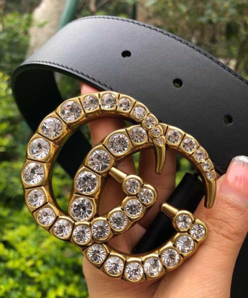1:1 Replica Gucci Belt Beaded Double G Black GG, Women Belt ‎453260 DLX1T 9094