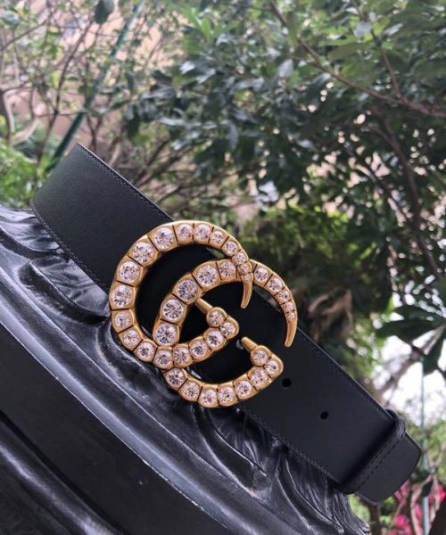 1:1 Replica Gucci Belt Beaded Double G Black GG, Women Belt ‎453260 DLX1T 9094