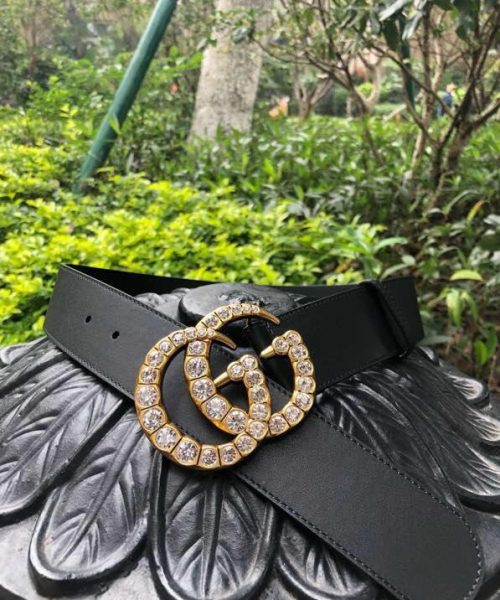 1:1 Replica Gucci Belt Beaded Double G Black GG, Women Belt ‎453260 DLX1T 9094