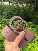 1:1 Replica Gucci Belt Beaded Double G Brown GG, Women Belt ‎453260