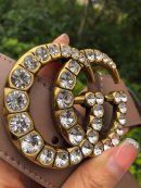 1:1 Replica Gucci Belt Beaded Double G Brown GG, Women Belt ‎453260