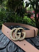1:1 Replica Gucci Belt Beaded Double G Brown GG, Women Belt ‎453260