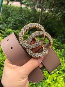 1:1 Replica Gucci Belt Beaded Double G Brown GG, Women Belt ‎453260