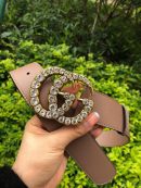 1:1 Replica Gucci Belt Beaded Double G Brown GG, Women Belt ‎453260