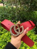 1:1 Replica Gucci Belt Beaded Double G Red GG, Women Belt ‎453260