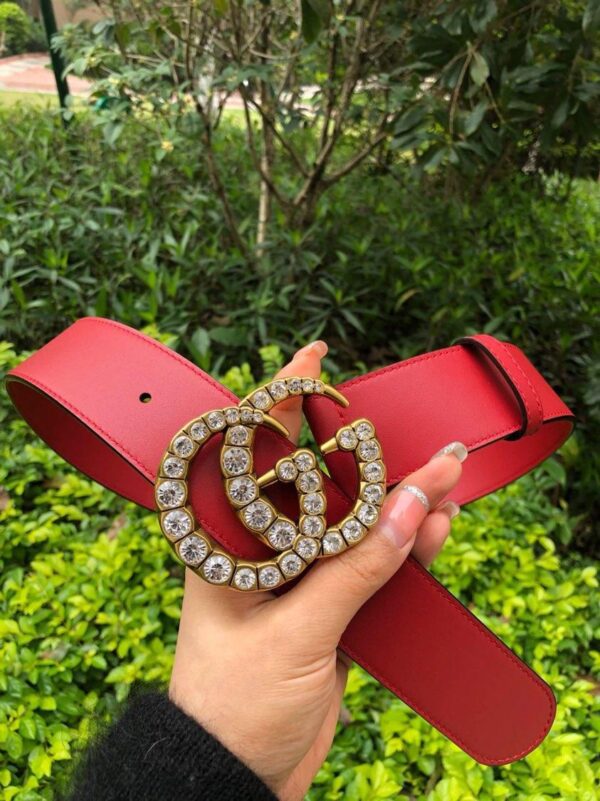 1:1 Replica Gucci Belt Beaded Double G Red GG, Women Belt ‎453260
