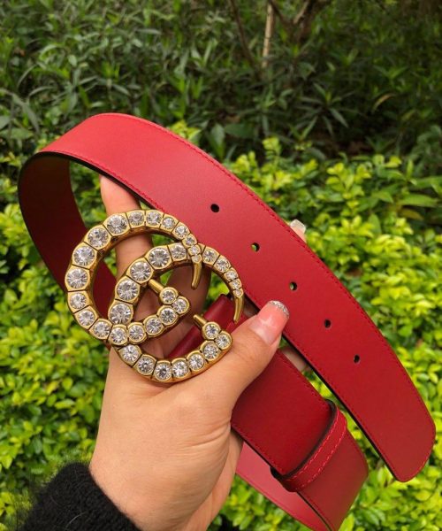 1:1 Replica Gucci Belt Beaded Double G Red GG, Women Belt ‎453260