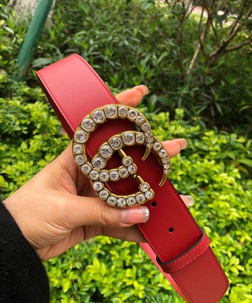 1:1 Replica Gucci Belt Beaded Double G Red GG, Women Belt ‎453260