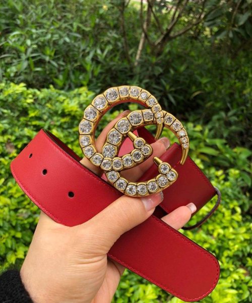 1:1 Replica Gucci Belt Beaded Double G Red GG, Women Belt ‎453260