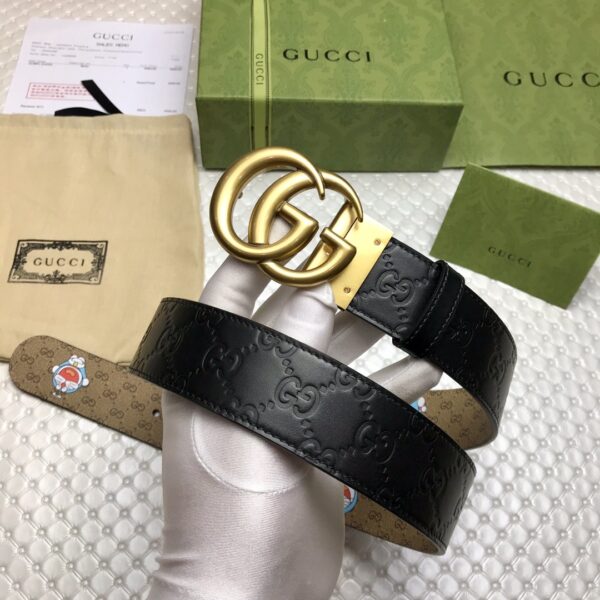 1:1 Replica Gucci Belt Signature With Double G Buckle Doreamon Black For Women, Women Belt