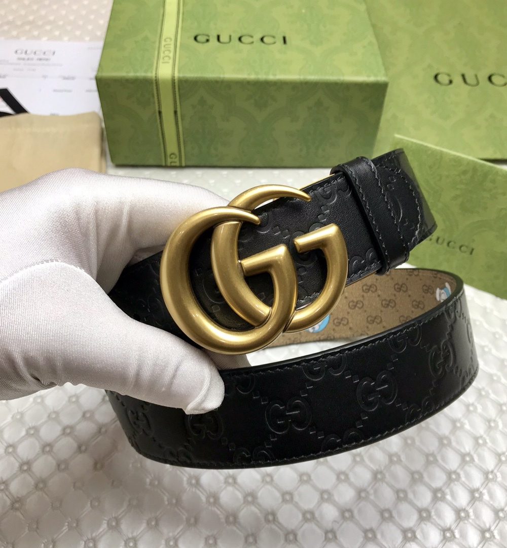 1:1 Replica Gucci Belt Signature With Double G Buckle Doreamon Black For Women, Women Belt