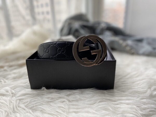 1:1 Replica Gucci Belt Signature With Interlocking G Buckle Black For Women, Women Belt