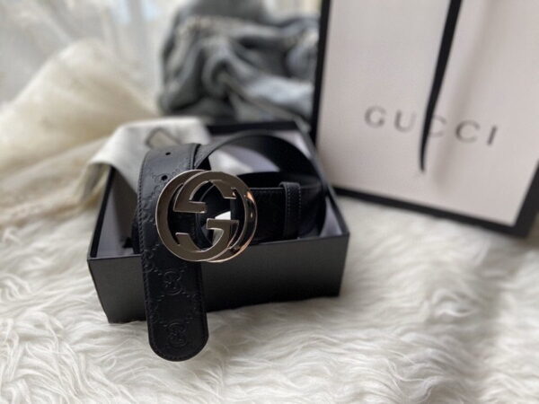 1:1 Replica Gucci Belt Signature With Interlocking G Buckle Black For Women, Women Belt