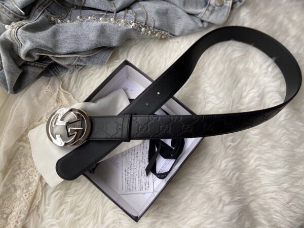 1:1 Replica Gucci Belt Signature With Interlocking G Buckle Black For Women, Women Belt