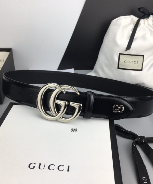 1:1 Replica Gucci Belt With Double G Buckle Black For Women, Women Belt
