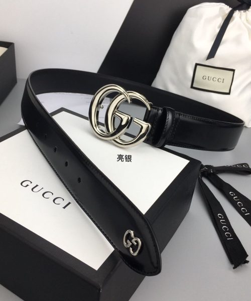 1:1 Replica Gucci Belt With Double G Buckle Black For Women, Women Belt