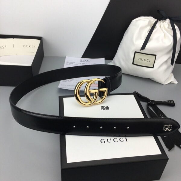 1:1 Replica Gucci Belt With Double G Buckle Black For Women, Women Belt