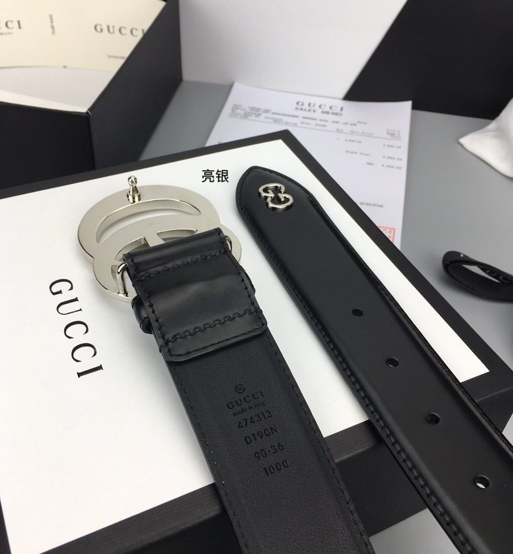 1:1 Replica Gucci Belt With Double G Buckle Black For Women, Women Belt