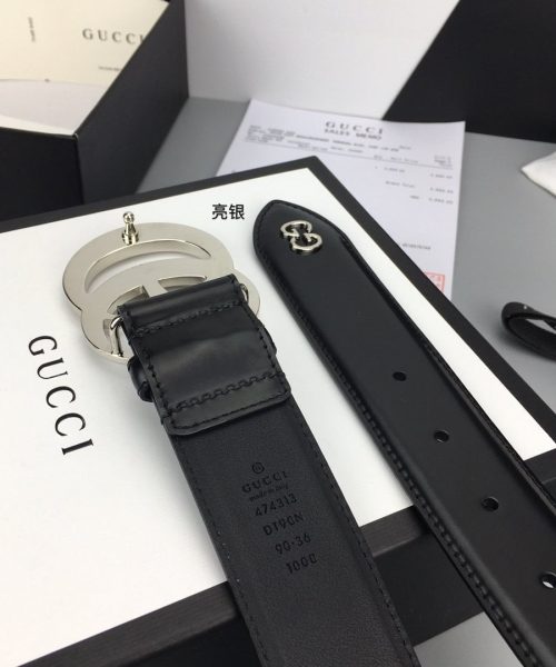 1:1 Replica Gucci Belt With Double G Buckle Black For Women, Women Belt