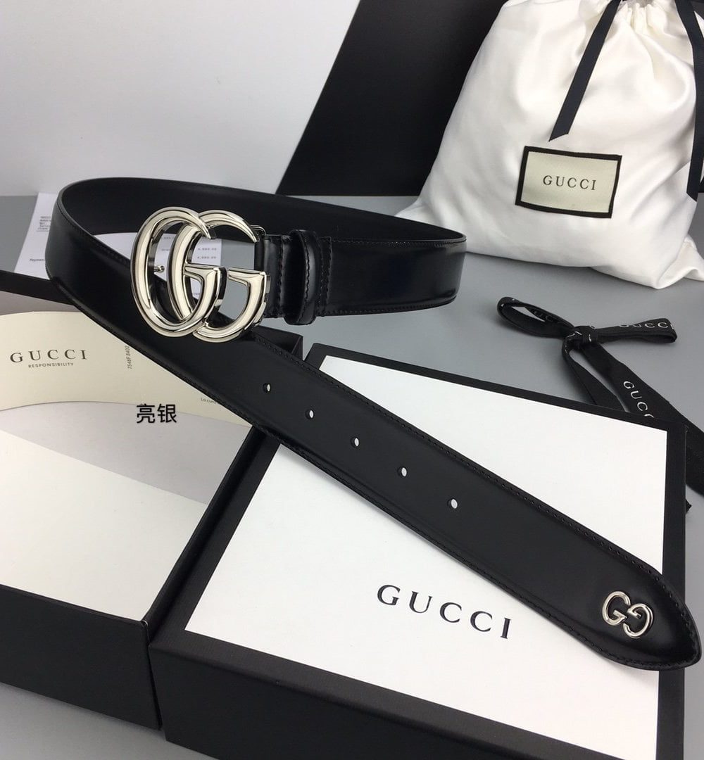 1:1 Replica Gucci Belt With Double G Buckle Black For Women, Women Belt
