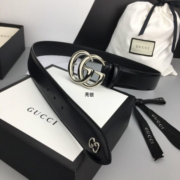 1:1 Replica Gucci Belt With Double G Buckle Black For Women, Women Belt