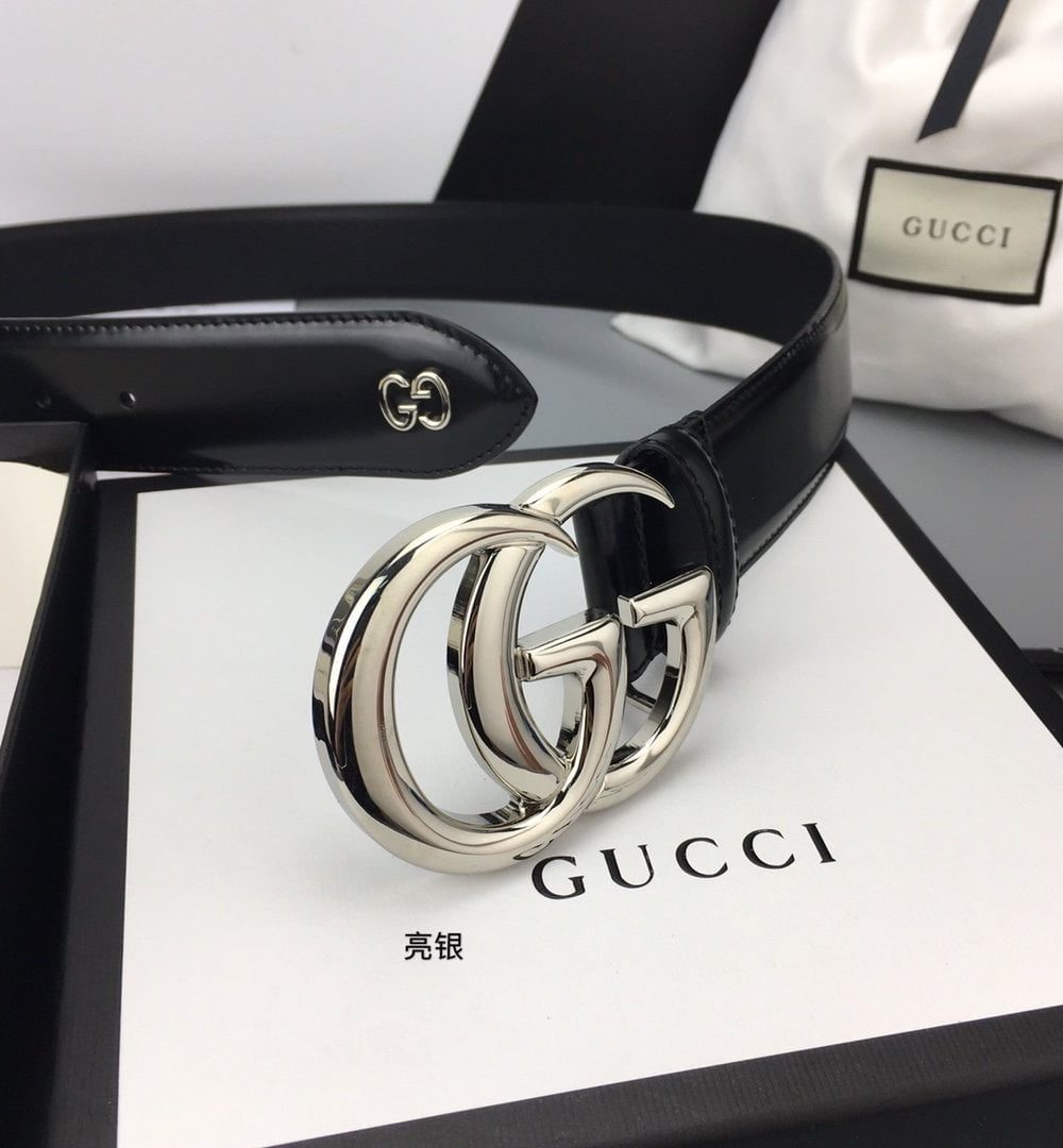 1:1 Replica Gucci Belt With Double G Buckle Black For Women, Women Belt