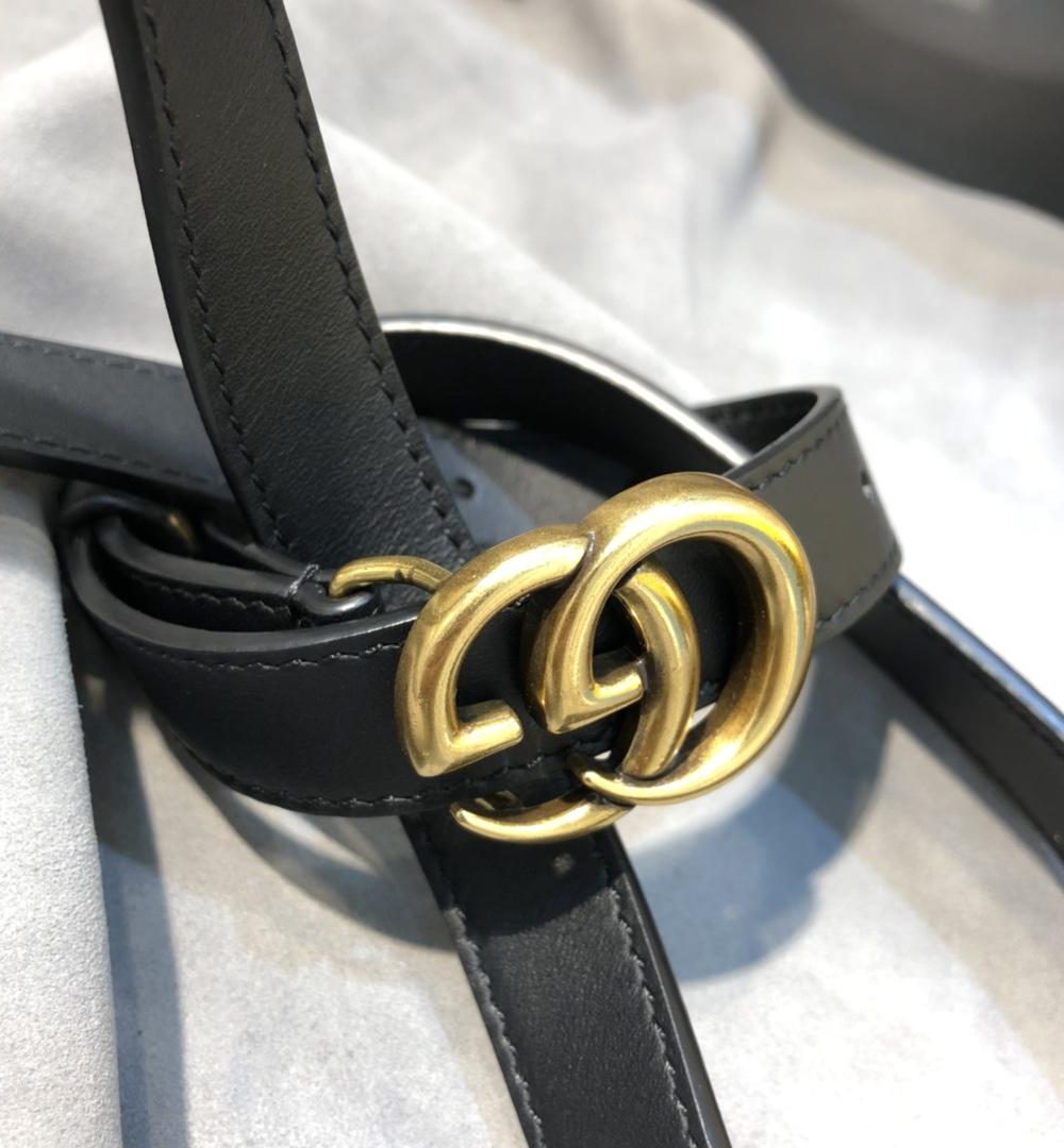 1:1 Replica Gucci Belt With Double G Buckle Black GG, Women Belt ‎414516 AP00T 1000