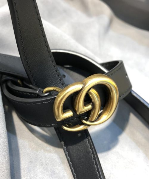 1:1 Replica Gucci Belt With Double G Buckle Black GG, Women Belt ‎414516 AP00T 1000