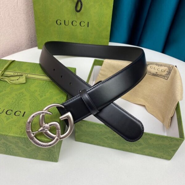 1:1 Replica Gucci Belt With Double G Snake Black For Women, Women Belt