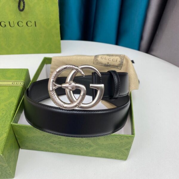 1:1 Replica Gucci Belt With Double G Snake Black For Women, Women Belt