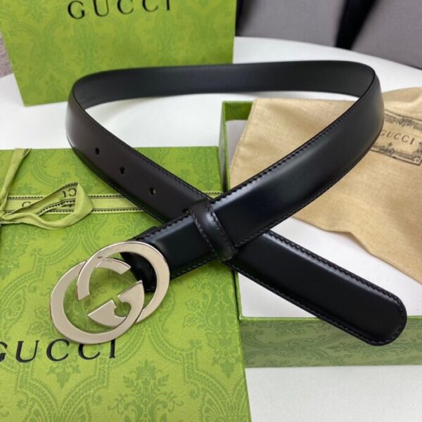 1:1 Replica Gucci Belt With Interlocking G Black For Women, Women Belt