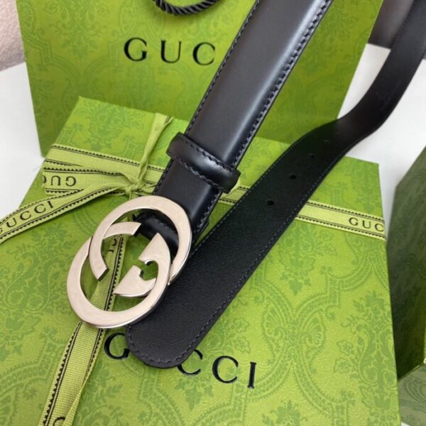 1:1 Replica Gucci Belt With Interlocking G Black For Women, Women Belt