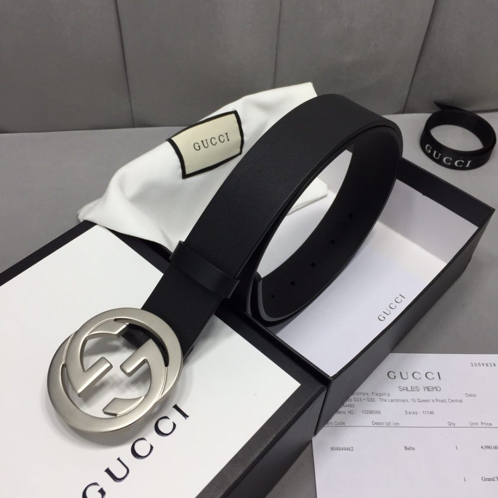 1:1 Replica Gucci Belt With Interlocking G Buckle Black For Women, Women Belt ‎368186 BGH0N 1000 - Image 5
