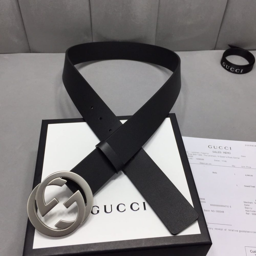 1:1 Replica Gucci Belt With Interlocking G Buckle Black For Women, Women Belt ‎368186 BGH0N 1000 - Image 4