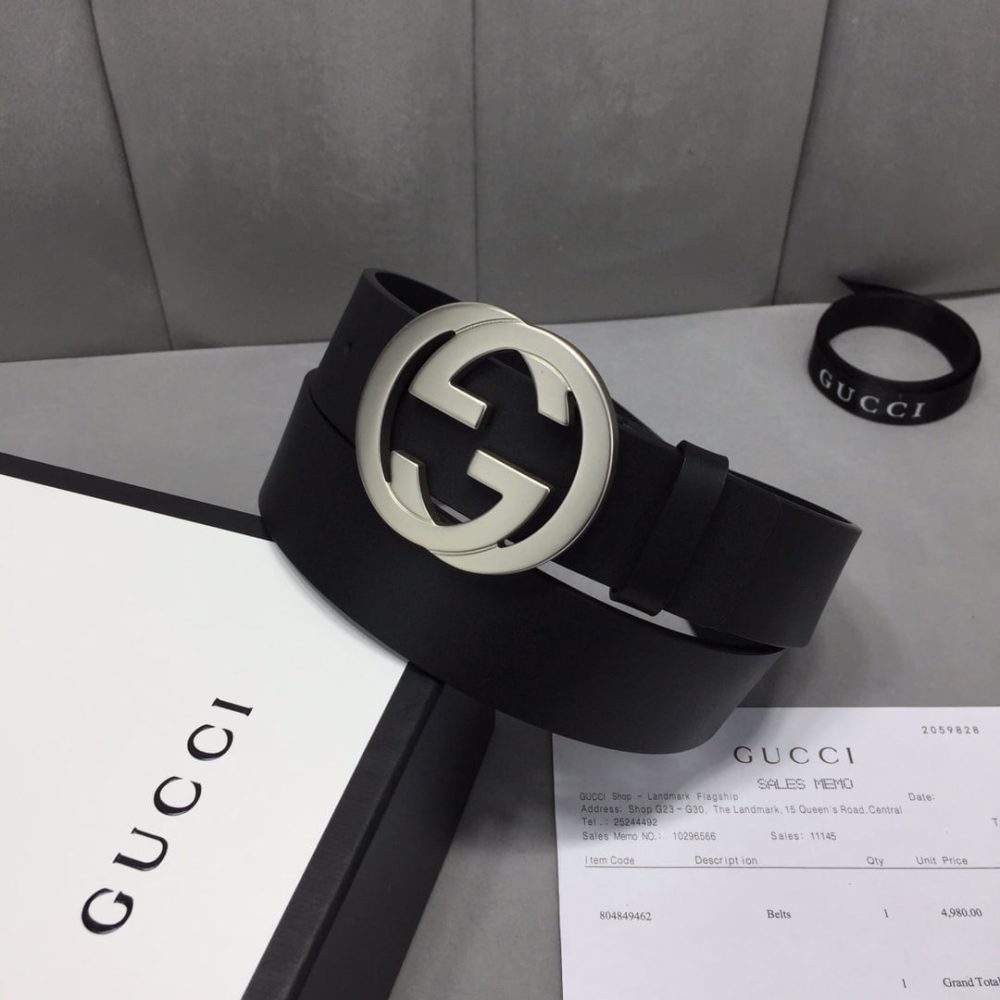 1:1 Replica Gucci Belt With Interlocking G Buckle Black For Women, Women Belt ‎368186 BGH0N 1000 - Image 6