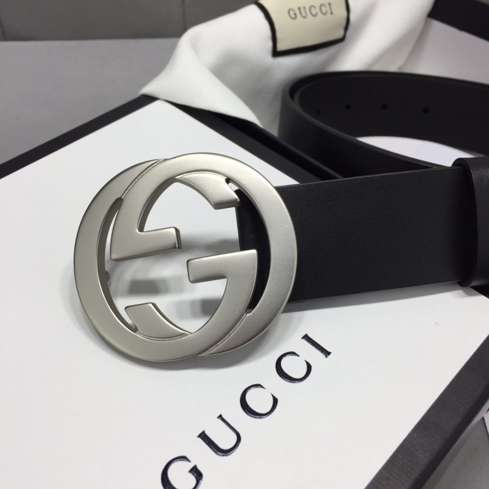 1:1 Replica Gucci Belt With Interlocking G Buckle Black For Women, Women Belt ‎368186 BGH0N 1000 - Image 3