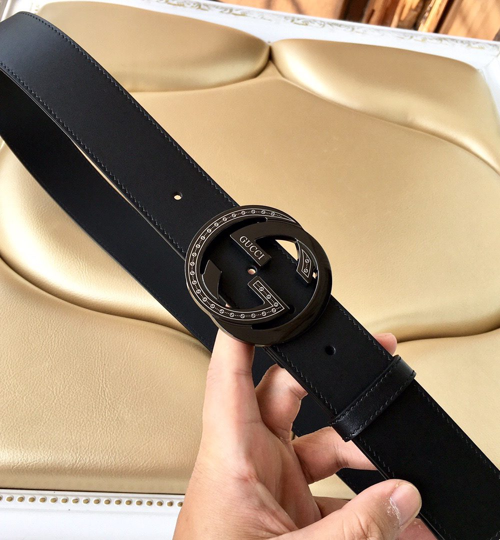 1:1 Replica Gucci Belt With Interlocking G Buckle Black For Women, Women Belt