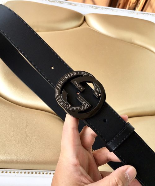 1:1 Replica Gucci Belt With Interlocking G Buckle Black For Women, Women Belt