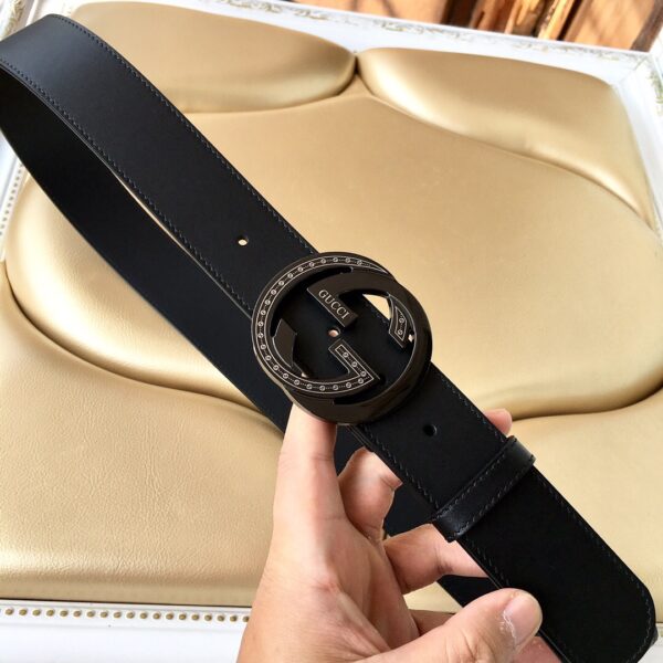 1:1 Replica Gucci Belt With Interlocking G Buckle Black For Women, Women Belt