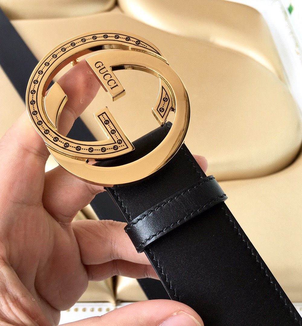 1:1 Replica Gucci Belt With Interlocking G Buckle Black For Women, Women Belt