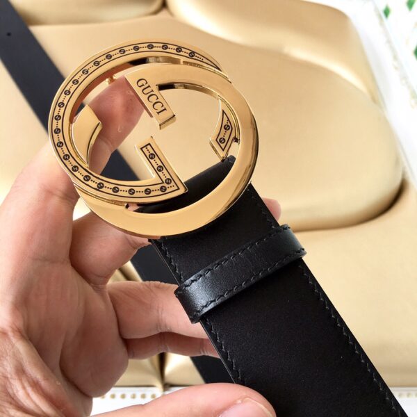 1:1 Replica Gucci Belt With Interlocking G Buckle Black For Women, Women Belt