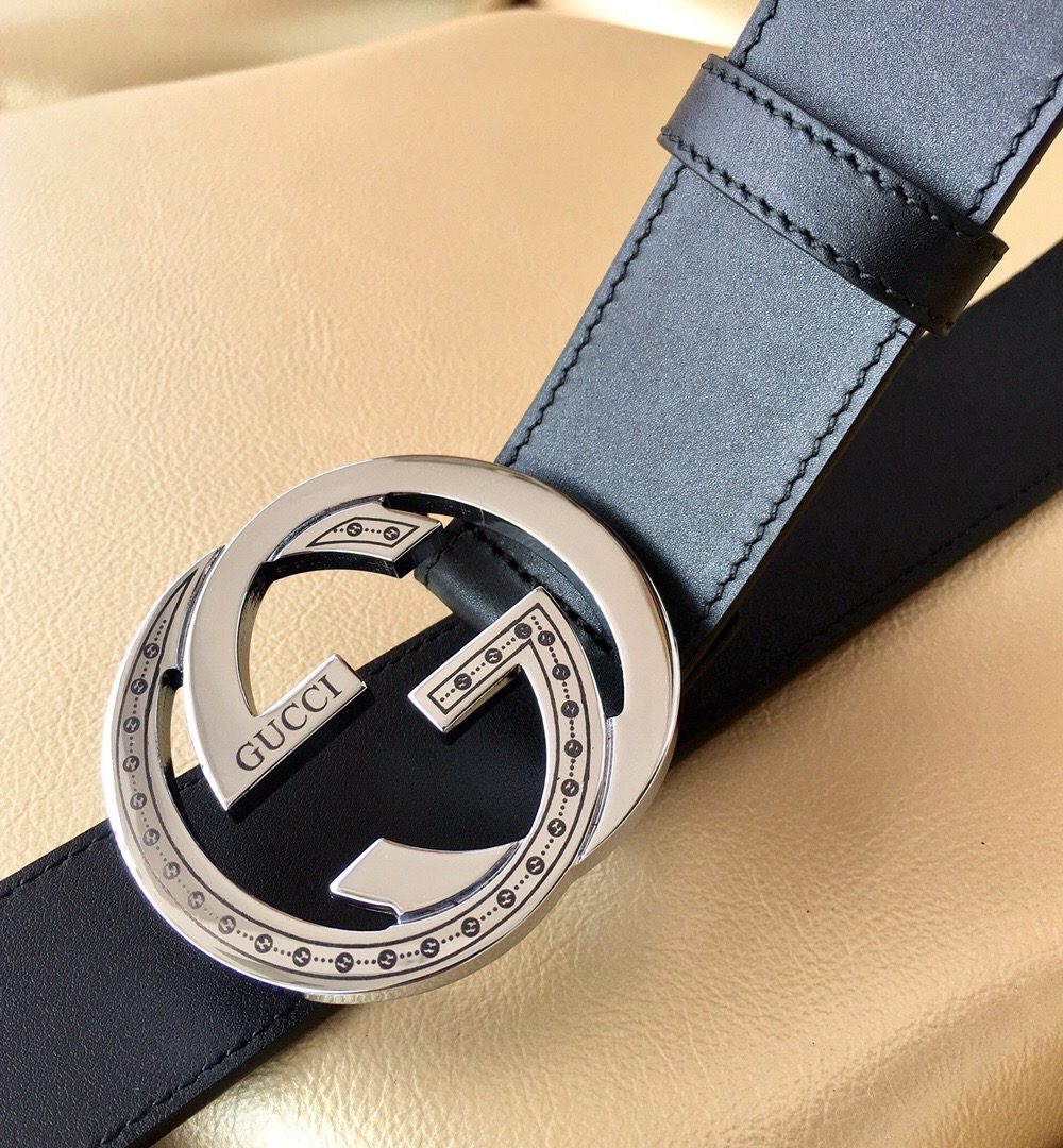 1:1 Replica Gucci Belt With Interlocking G Buckle Black For Women, Women Belt