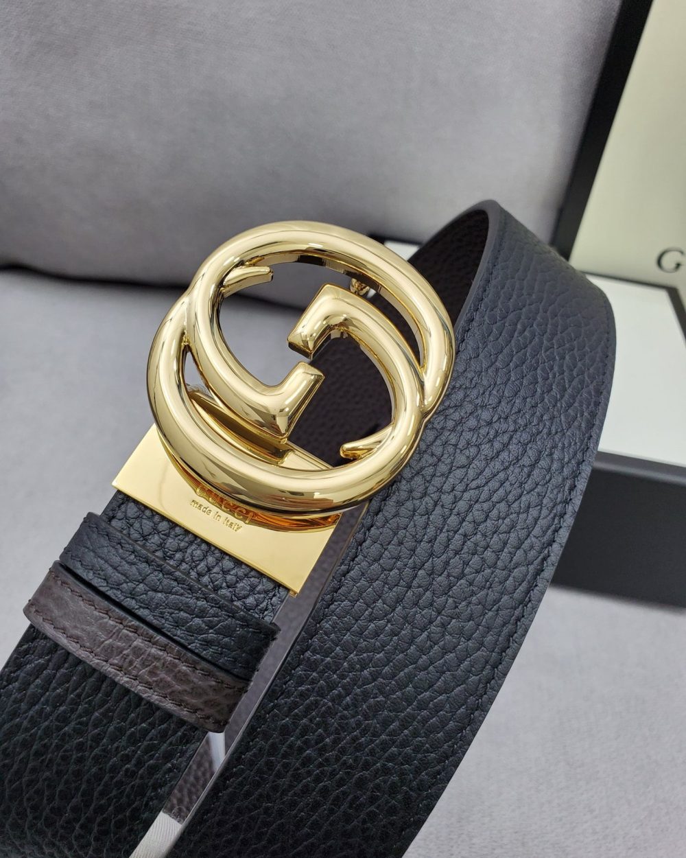 1:1 Replica Gucci Belt With Interlocking G Buckle Black For Women, Women Belt