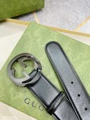 1:1 Replica Gucci Belt With Interlocking G Buckle Black For Women, Women Belt