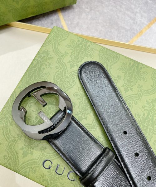 1:1 Replica Gucci Belt With Interlocking G Buckle Black For Women, Women Belt