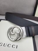 1:1 Replica Gucci Belt With Interlocking G Buckle Black For Women, Women Belt