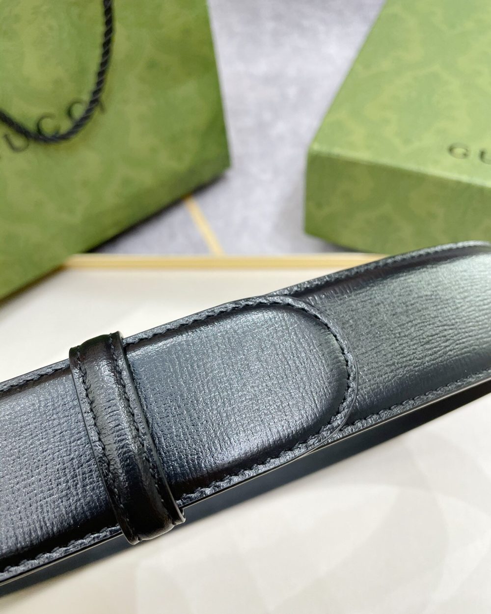 1:1 Replica Gucci Belt With Interlocking G Buckle Black For Women, Women Belt