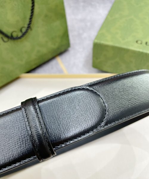 1:1 Replica Gucci Belt With Interlocking G Buckle Black For Women, Women Belt