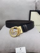 1:1 Replica Gucci Belt With Interlocking G Buckle Black For Women, Women Belt