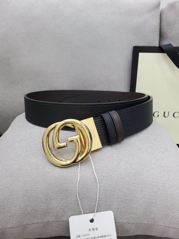 1:1 Replica Gucci Belt With Interlocking G Buckle Black For Women, Women Belt